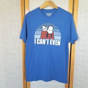 Snoopy T-Shirt Peanuts Doghouse Graphic Short Sleeve "I Can't Even" Adult Medium